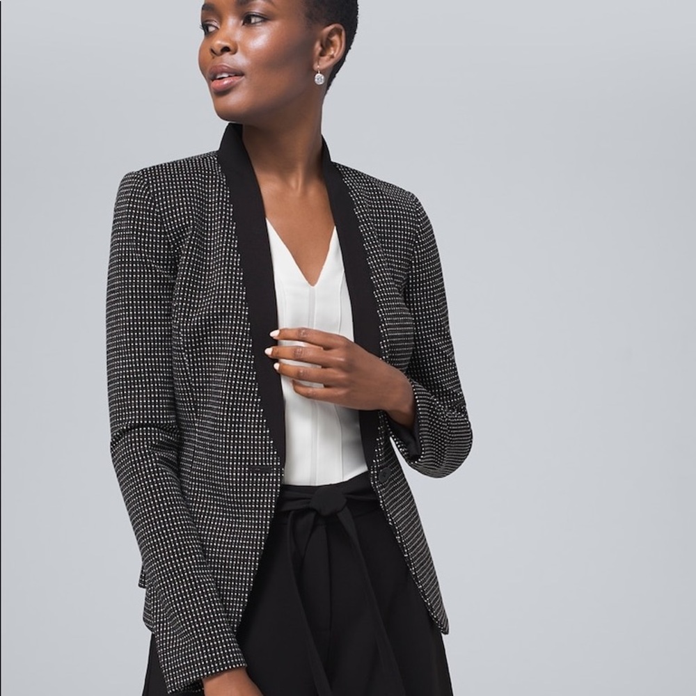 Modern Black & White Polka Dot Blazer